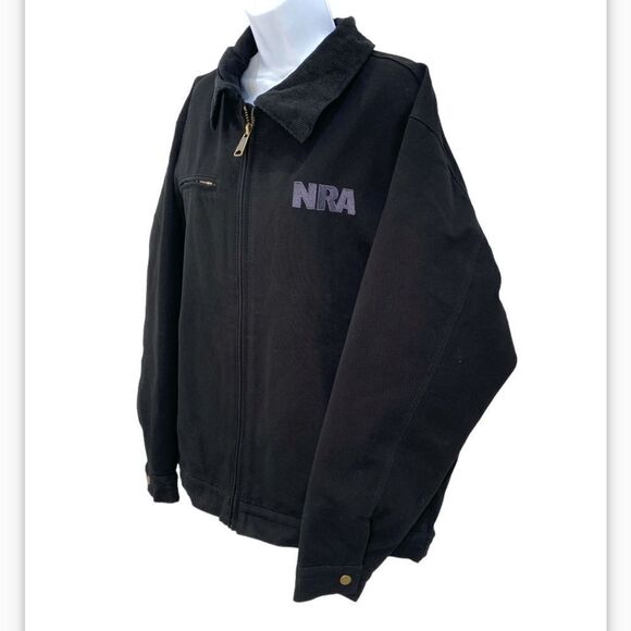 Burks Bay NRA Member Men's Jacket Black Canvas Flannel Lined Size Large - Picture 2 of 12